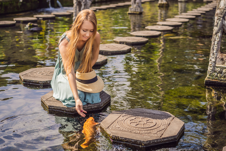 Serene Beauty of Tirta Gangga with Colorful Koi Tirta Gangga