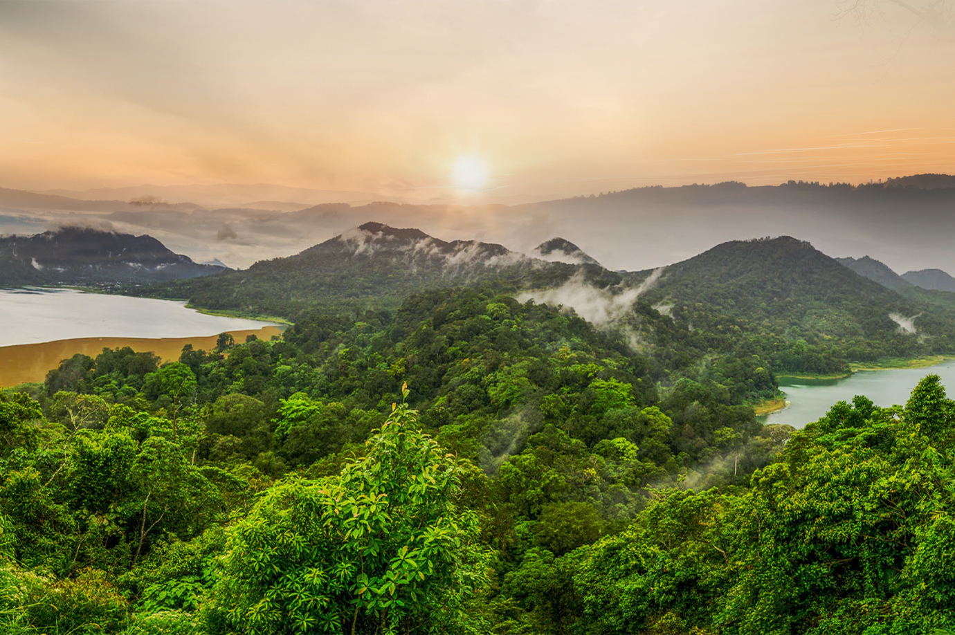 Misty Sunrise Over the Twin Lakes, Bali Twin Lakes Viewpoint